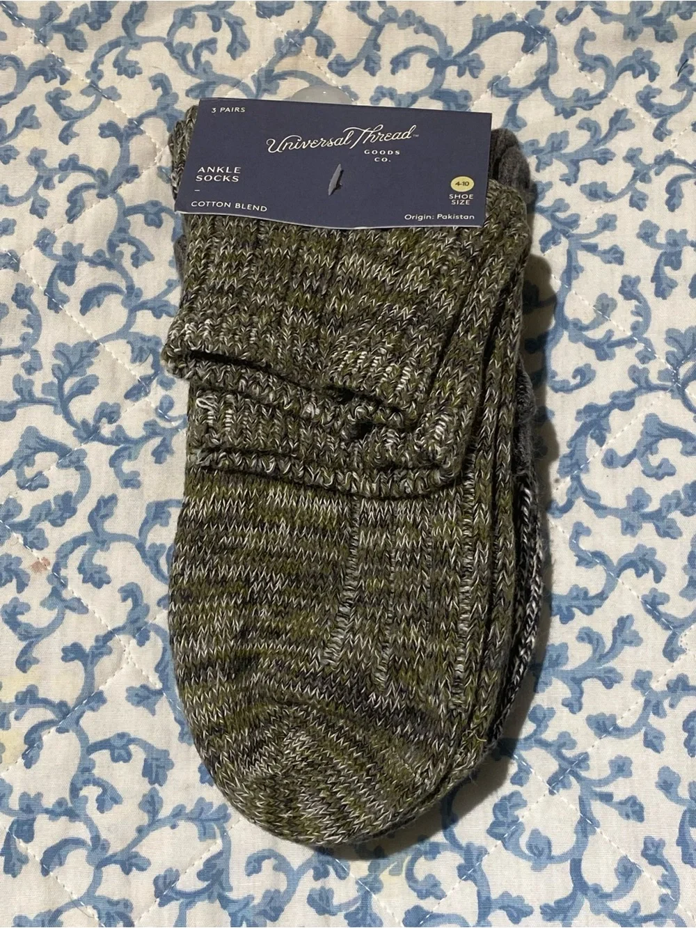 Universal Thread Women’s 3-Pack Cotton Blend Ankle Socks Size 4-10 New